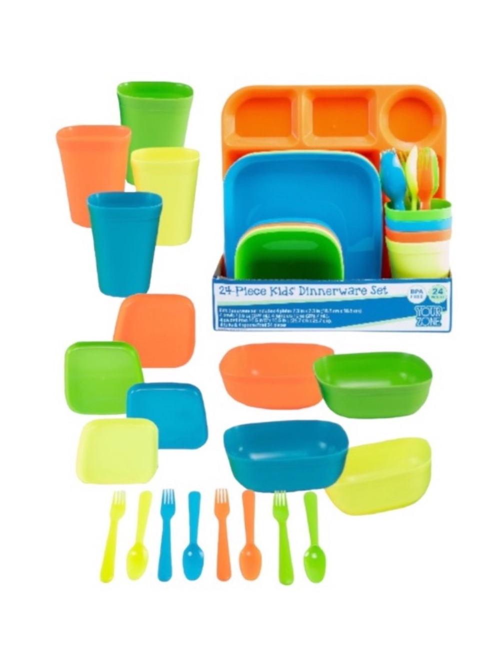 Your Zone 24 Piece Kids Dinnerware Set